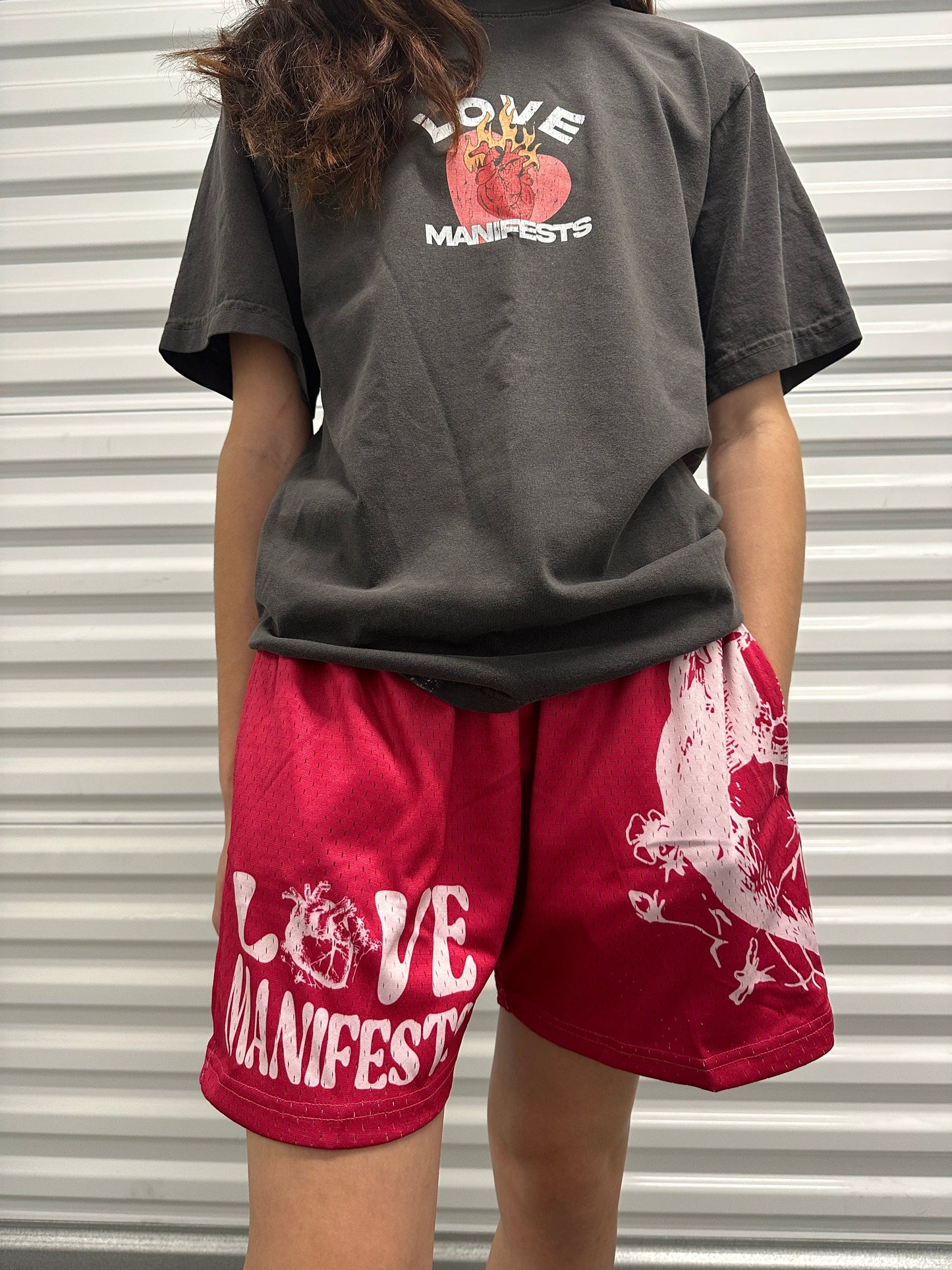 Single Heart Pink Mesh Shorts