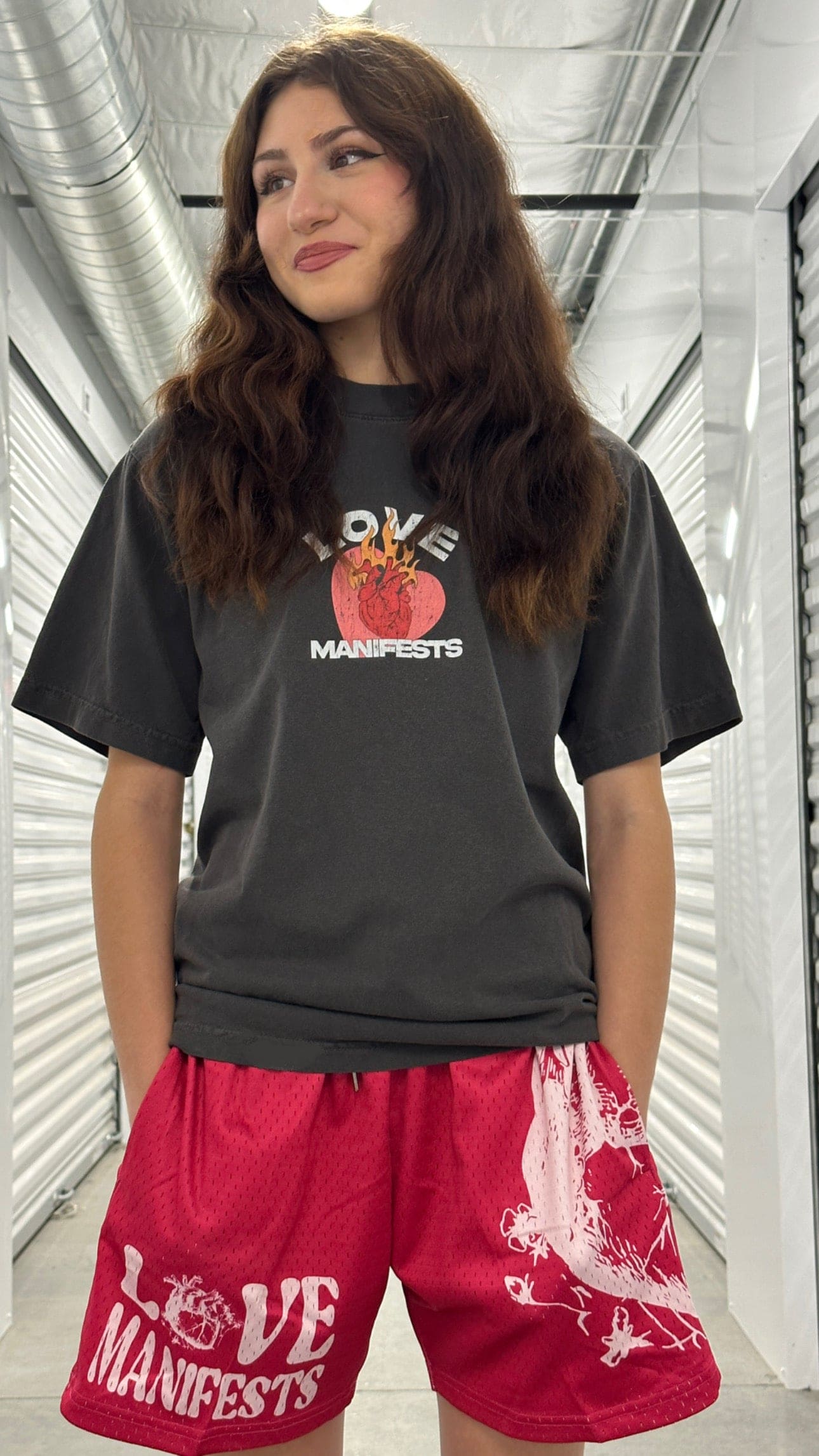 Single Heart Pink Mesh Shorts